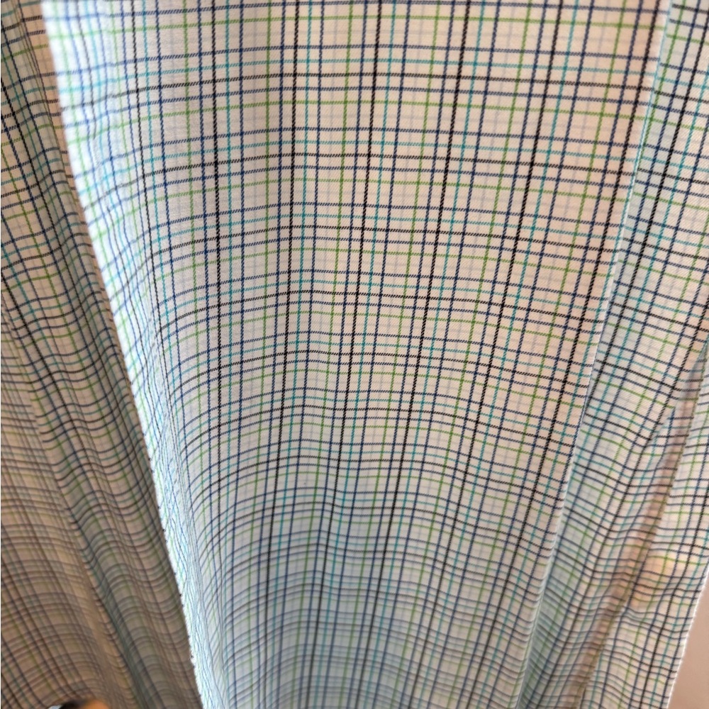 Bachrach White Button-Up Shirt with Blue & Green Windowpane - Picture 2 of 4